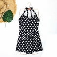 thumbnail image 4 of UTSJKR Women Tummy Control One Piece Swimsuits with Shorts Boyleg Polka Dot Retro Bathing Suit Halter Swimwear Black M, 4 of 4