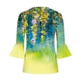 thumbnail image 4 of AOOCHASLIY Clothess Trendy Women Tops Women Loose 3/4 Sleeves T-shirt V Neck Blouse Casual Fashion Printed Tops, 4 of 5