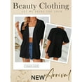 thumbnail image 4 of Nlife Women Open Front Rolled Short Sleeve Side Slit Hem Cardigan, 4 of 4