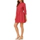 thumbnail image 4 of Vestido de camisa para mujer Inspire Chic de manga 3/4, con botones, mini vestido rojo, talla M, 4 of 7