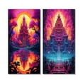 thumbnail image 2 of Designart "Thai Buddhist Temple Tranquil Dreamscape I" Buddhism Wall Art Set Of 2 - Traditional Pink Canvas Set For Living Room Decor, 2 of 6