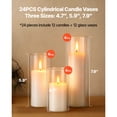 thumbnail image 2 of KFFKFF Set of 24 Pillar Candles and Clear Glass Vases, Cylinder Hurricane Candle Holders for Events, Table Decorations, and Festive Occasions, White (2.56" x 4.7", 5.9", 7.9"), 2 of 9
