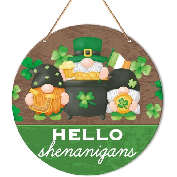 HELLOYOUNG Muktoujaumai St. Patrick's Day Door Decor Sign, Saint Patrick's Day Decor Irish Shamrock Hanging Sign Lucky Decorations Clover Wall Sign for Front Door, Porch,