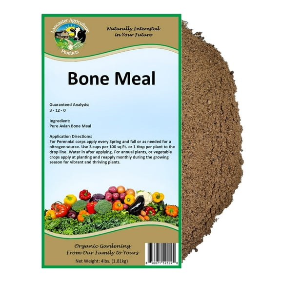 Bone Meal Fertilizer 4 Pounds for Organic Gardening and Soil Enrichment - Premium Natural Plant Nutrient for Strong Root Development and Enhanced Growth - Lancaster Agriculture Products