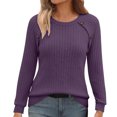 thumbnail image 5 of Xdegoge Womens Crewneck Ribbed Sweater Long Sleeve Pullover Tops with Button Shoulder Details Casual Fall Winter Knit Elegant Basic Fitted Knitwear, 5 of 7
