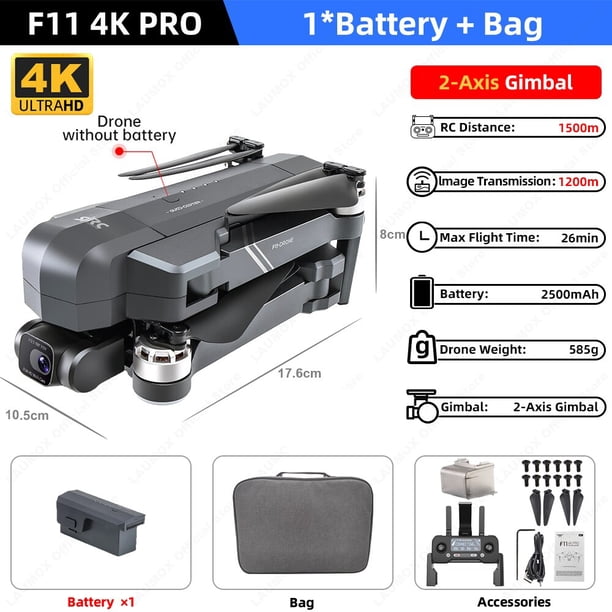 SJRC-Dron Profesional F11 / F11S 4K Pro GPS, cuadricóptero plegable sin escobillas, 5G, WiFi, 2 ejes, cámara 3KM