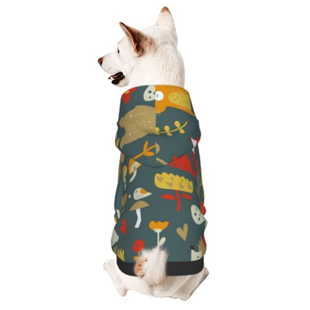 Fotbe Cute Animal Forest Sudadera con Estampado para Perros Pequeños – Suéter con Capucha para Mascotas, Tela Suave de Forro Polar con Bolsillo-XX-Large