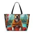 thumbnail image 2 of Daiia Meditating French Bulldog Beach Travel Bag - Water-Resistant Beach Bag, Lightweight Tote with 7 Pockets for Women and Men - Gym,Pool,Camping,Reusable Grocery Bag, 2 of 7