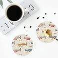 thumbnail image 4 of Fuzoiu Striped Vintage Planes Print Leather Coasters Set,Drink Coasters Set of 4,for Tabletop Protection, Durable PVC Coasters,Home Décor and Housewarming Gift-Round Shape, 4 of 6