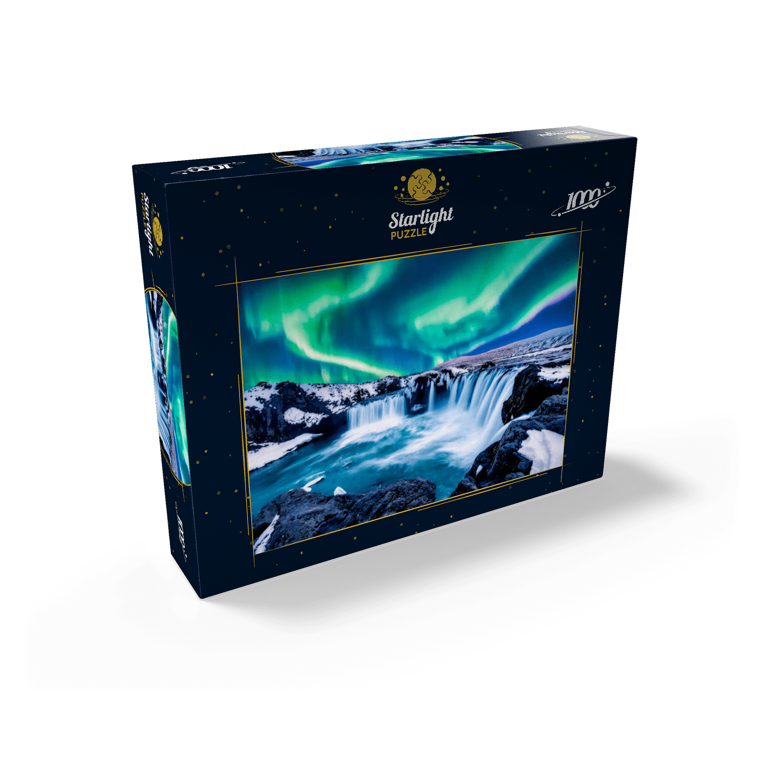 MyPuzzle - Northern Lights Over Godafoss Waterfall In Iceland - Premium 1000 Piece Jigsaw Puzzle for Adults