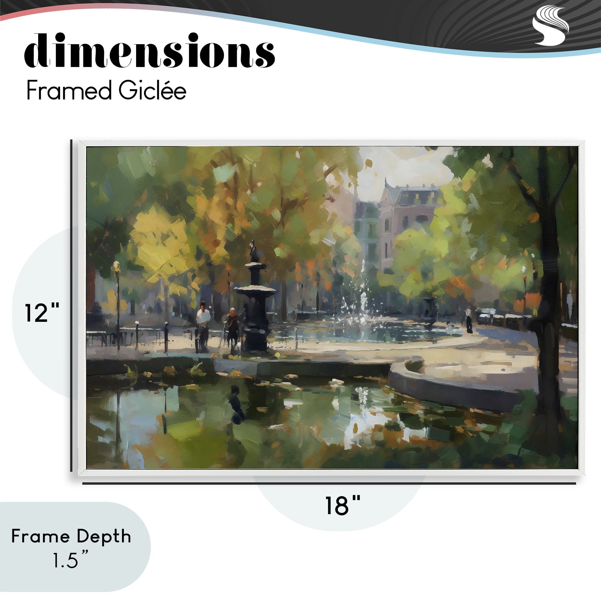 Stupell Industries Autumn Reflections at Park Fountain White Framed Giclee Art, design by Creative Studio