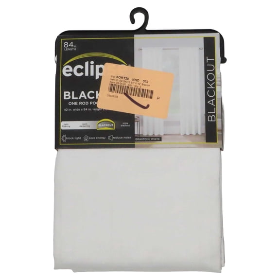 White 84 x 42 Braxton Thermaback Blackout Curtain Panel by Eclipse Collection