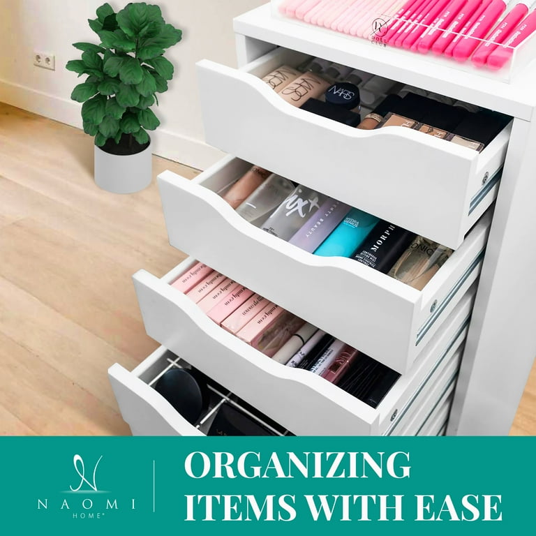 Naomi Home Debbie 7-Drawer White Storage Organizer, Mobile Office 