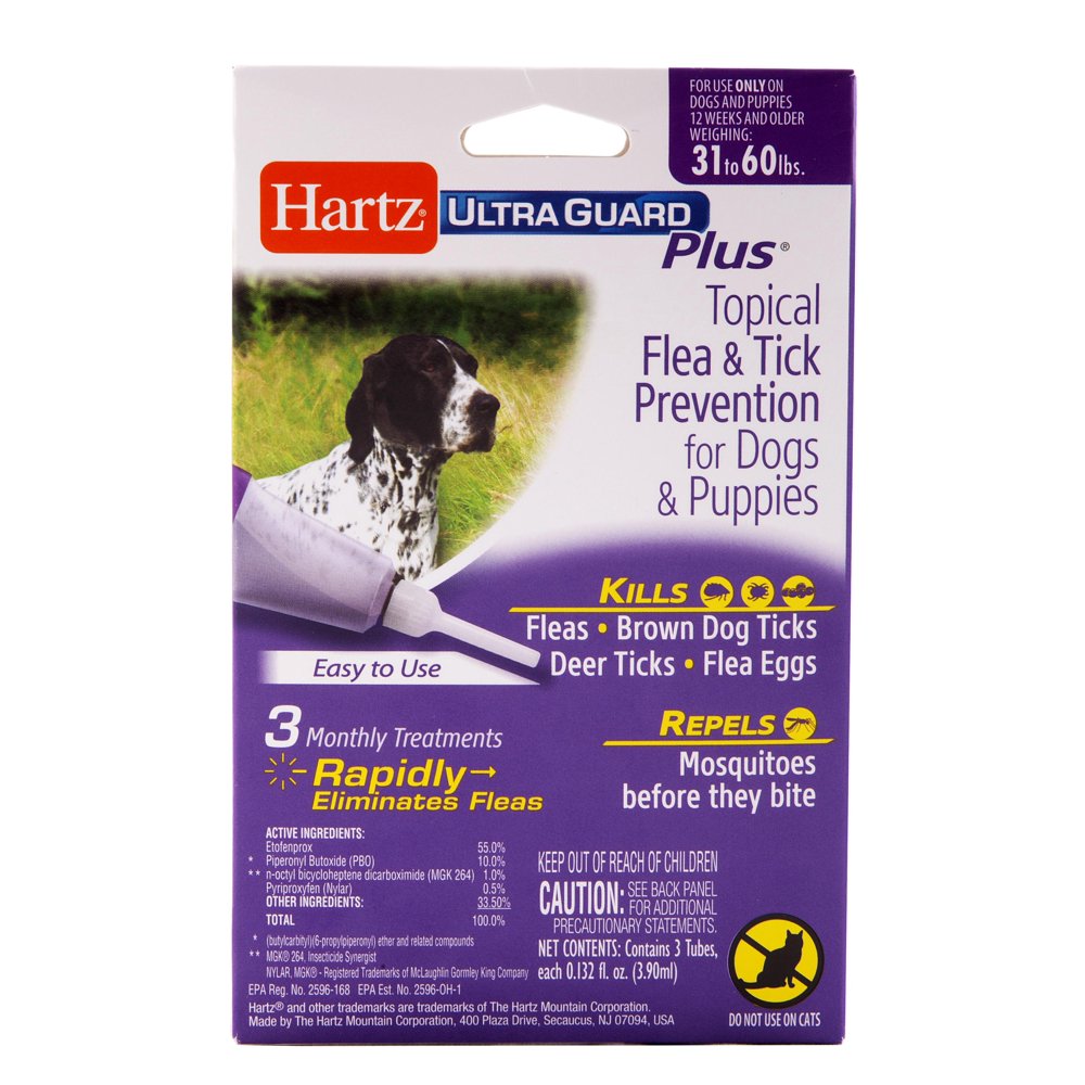 Hartz UltraGuard Plus Flea and Tick Drops for Large Dogs, 3 Monthly