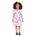 thumbnail image 3 of Barbie Toddler Girls Short Sleeve Drop Waist All Over Print Dress, Sizes 12M-5T, 3 of 6