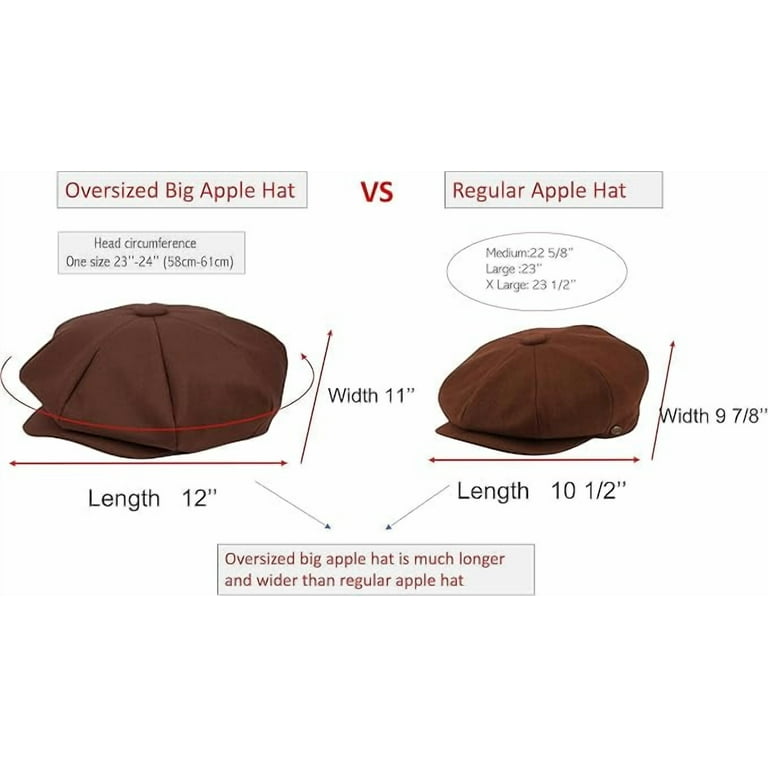 Big Apple Men's Oversize Wool 8 Panel Applejack Newsboy Cabbie