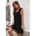 thumbnail image 2 of ABPHQTO Mini vestido sin mangas con volantes y cuello en V de lunares suizos negros para mujer, 2 of 5