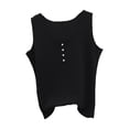 thumbnail image 2 of Fznquz Womens Summer Tops Cotton Cute Black Plain Tanks Sleeveless Solid Color Crew Neck Tank Shirts, 2 of 5