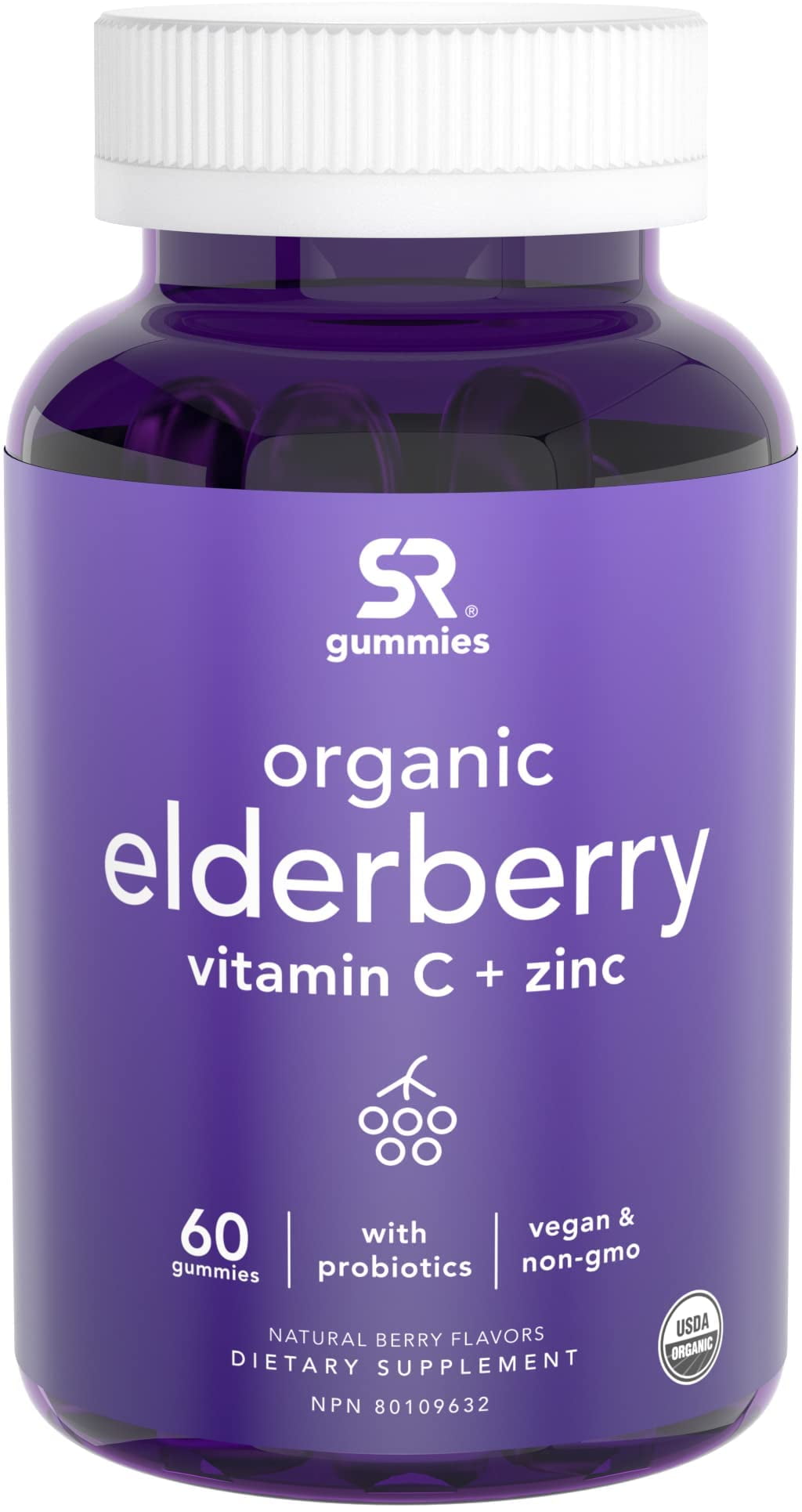 Elderberry 150mg + C, Zn & Probiotic Organic (60 gummies)