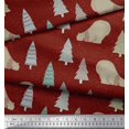 thumbnail image 2 of Soimoi Red Rayon Fabric Bear & Tree Christmas Print Fabric by Yard 56 Inch Wide, 2 of 3
