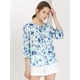 thumbnail image 4 of Allegra K Blusa floral de manga 3/4 con volantes y cuello en V informal para mujer Azul XL, 4 of 6