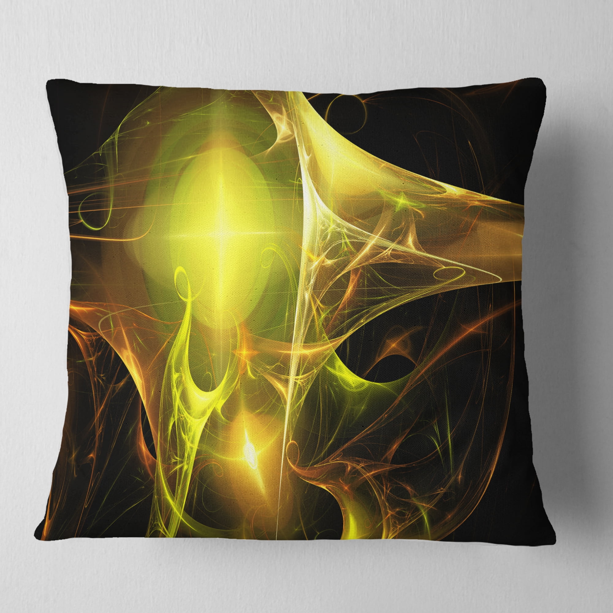 Designart Golden Bright Candle - Abstract Throw Pillow - 16x16