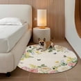 thumbnail image 3 of Pink White Flowers 6ft Round Rugs, Spring Floral Elegant Pastoral Botanical Rustic Non-Slip Area Rugs for Living Room Bedroom Kitchen, Low Pile Dining Room Kicthen Circle Carpet, Indoor Floor Rug, 3 of 9