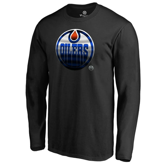 Men's Black Edmonton Oilers Midnight Mascot Long Sleeve T-Shirt
