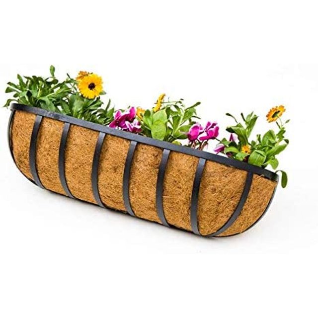 Standard English Garden Iron Hay Rack Window Basket w/Coco Liner 72