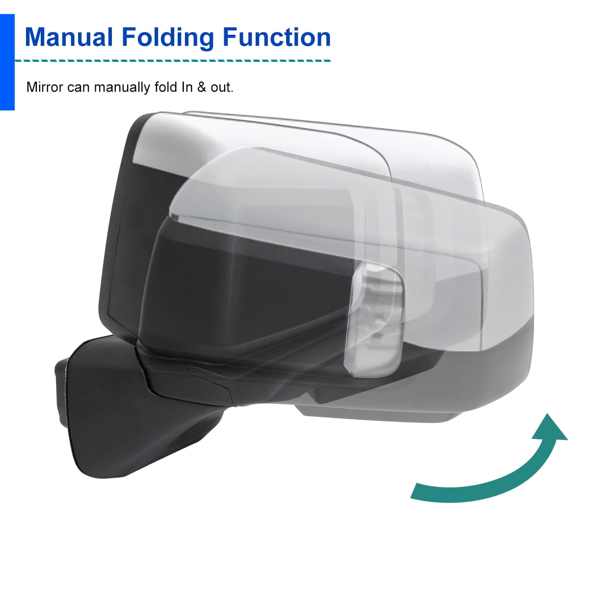 Spec-D Tuning Left Driver Side Chrome Power Heated Manual Adjust Side Mirror w/ Blind Spot + Temp Sensor Compatible with 2019-2026 GMC Sierra 1500