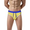 thumbnail image 2 of TANBOM Men's Sexy Polyamide Triangle Swim Trunks Adjustable Drawstring Big Pouch Comfortable Breathable Yellow XL, 2 of 5