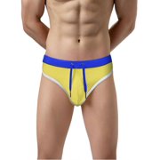 TANBOM Men's Sexy Polyamide Triangle Swim Trunks Adjustable Drawstring Big Pouch Comfortable Breathable Green Blue Yellow M