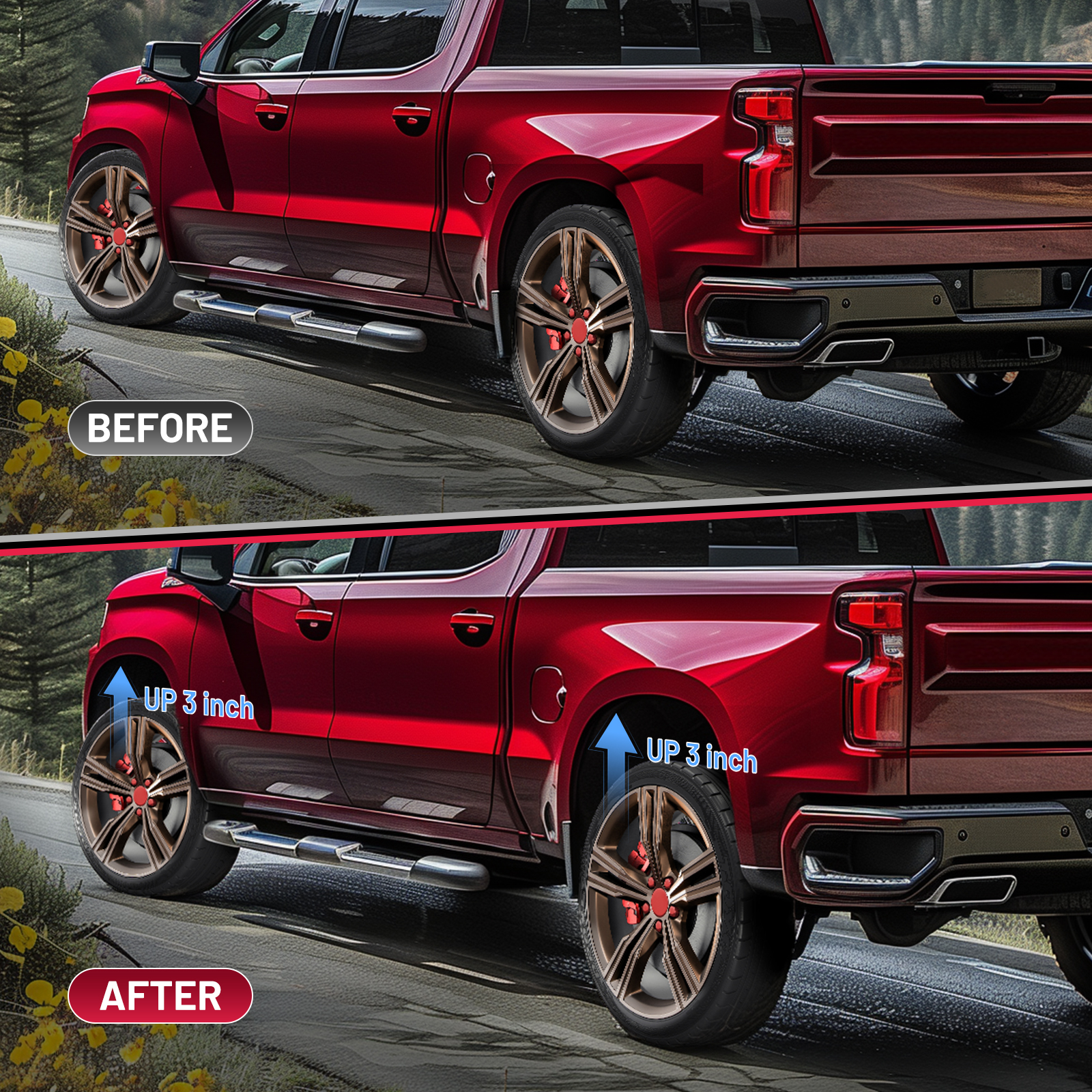SPEEDWOW 3" Front and Rear Suspension Lift Kit Compatible With Chevy Silverado GMC Sierra 1500 4X4 4WD 1999-2007- Leveling Lift Kits with Strut Spacer and Shock Extenders