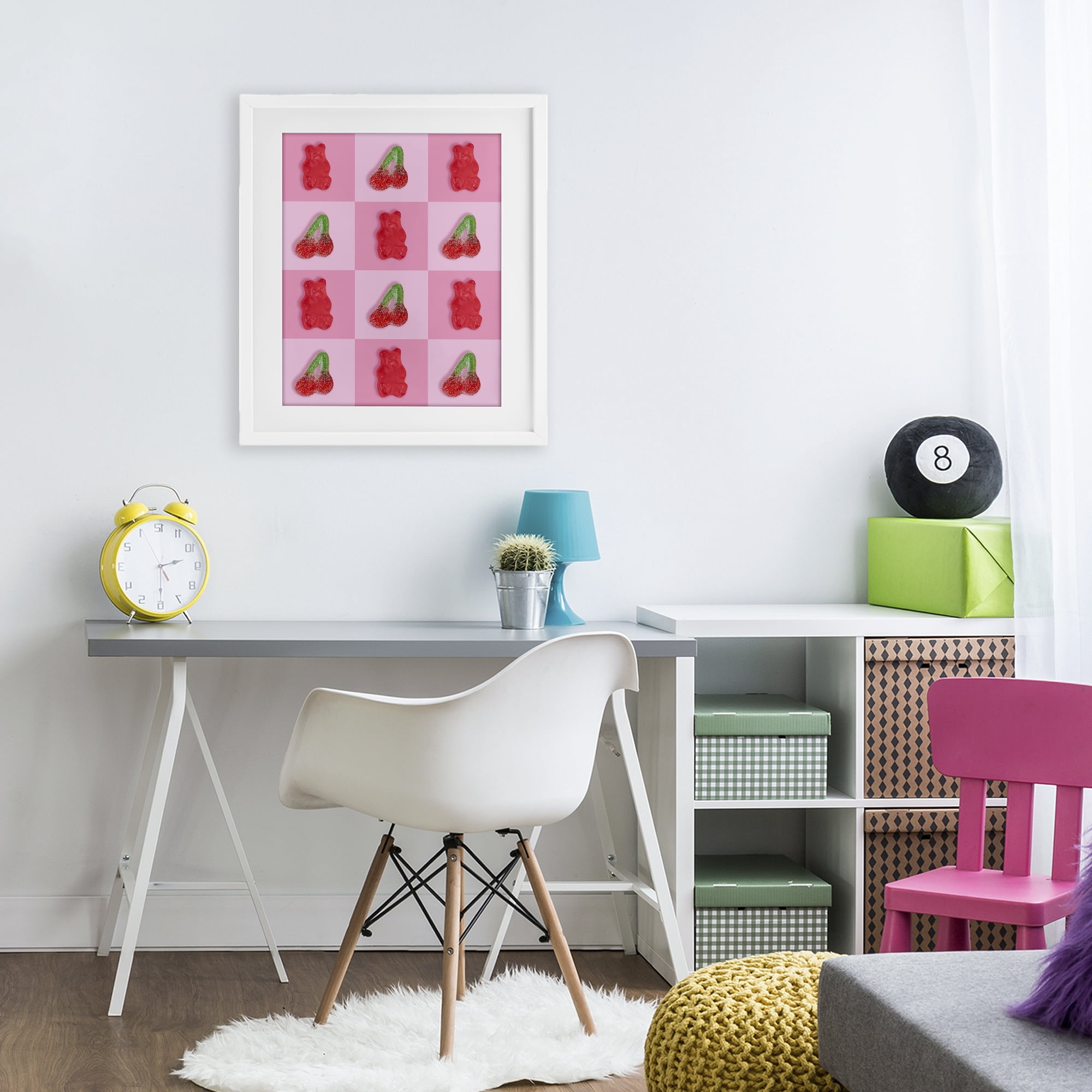 Stupell Industries Gummy Bears and Cherries Grid White Framed Print Under Glass, design by LISH Creative