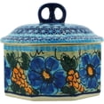 thumbnail image 3 of Polish Pottery 6¾-inch Jar with Lid (Corn In The Blue Theme) Signature UNIKAT Hand Painted in Boleslawiec, Poland + Certificate of Authenticity, 3 of 6