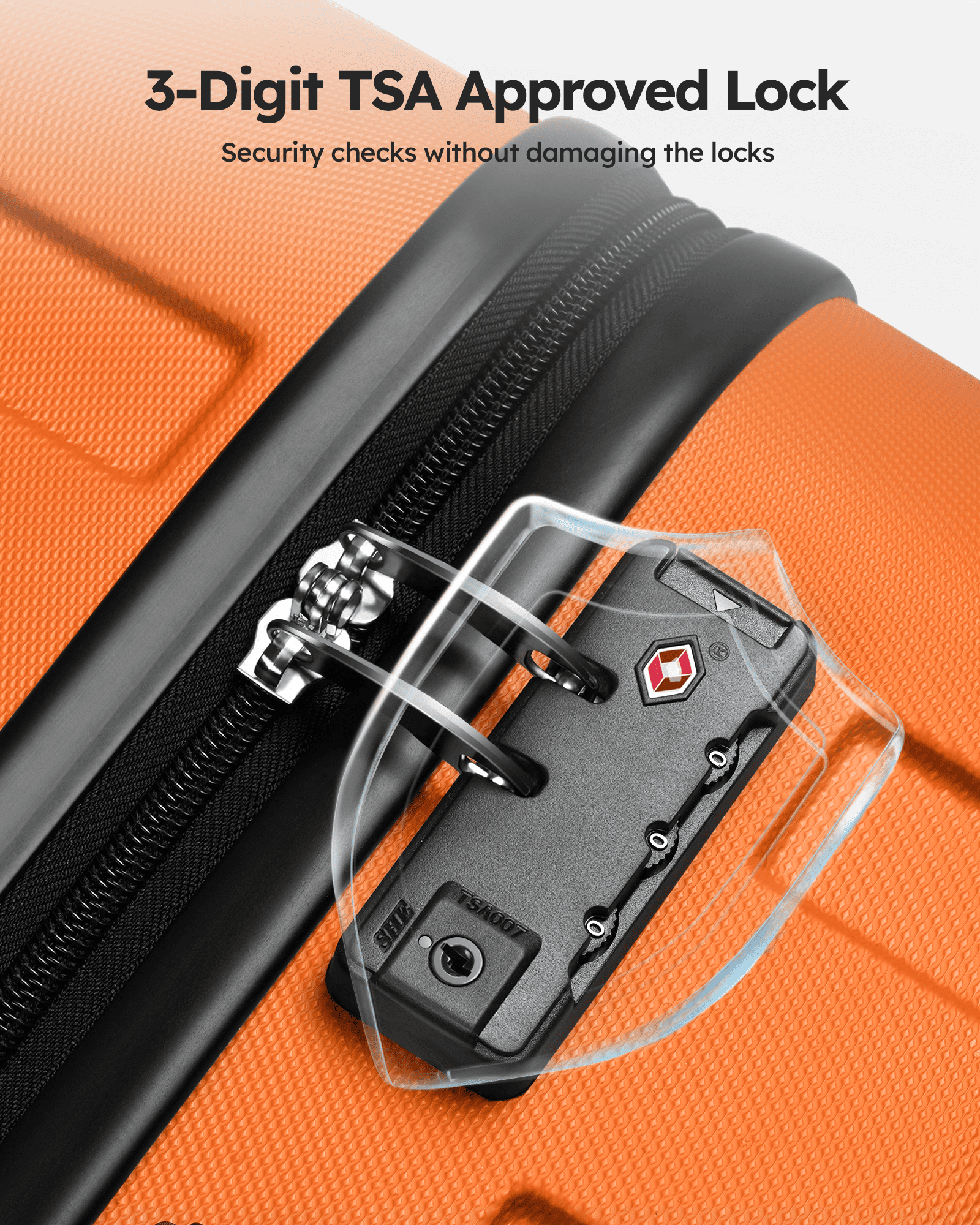 3 Piece Luggage Sets Hard Shell Suitcase Set with Spinner Wheels for Travel Trips Business 20" 24" 28", Orange  (图4)
