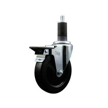 5 Inch Hard Rubber Swivel 1-1/4 Inch Expanding Stem Caster with Brake SCC