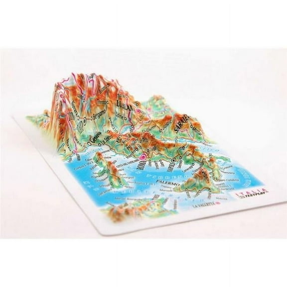 TestPlay 3421 Italy Raised Relief Map, Rubberized Foam Backing Plus Magnet - Souvenir Size