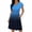 Blue, variant on Antinious Ladies Gradient Short Sleeve V-Neck Waist Defined Versatile Leisure Casual Dress
