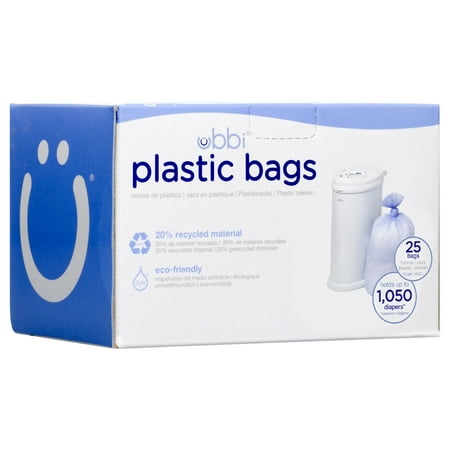 Ubbi Diaper Pail Plastic Bags, Purple, 25 Count, 13 Gallon