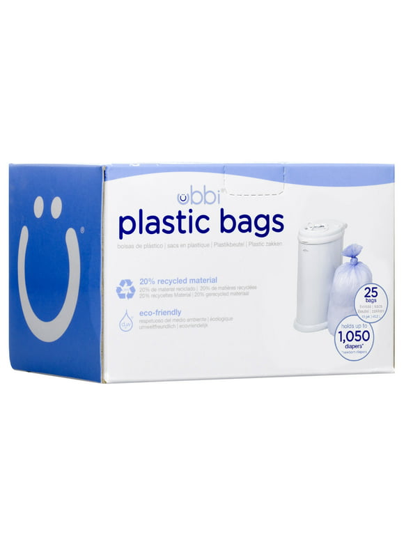 Ubbi Diaper Pail Plastic Bags, Purple, 25 Count, 13 Gallon