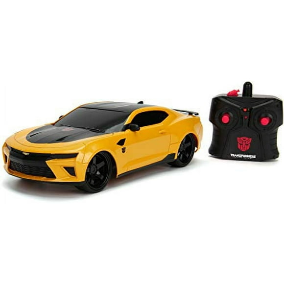 Jada Toys Transformers The Last Knight Bumblebee 2016 Chevy Camaro RC Car, 1:16 Scale Remote Control Vehicle, Yellow & Black (30332)