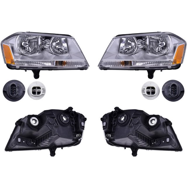 Faros compatible con Dodge Avenger 2008-2014 - Fondo Negro - 2 Piezas Depo 019-0903-06,019-0903-07