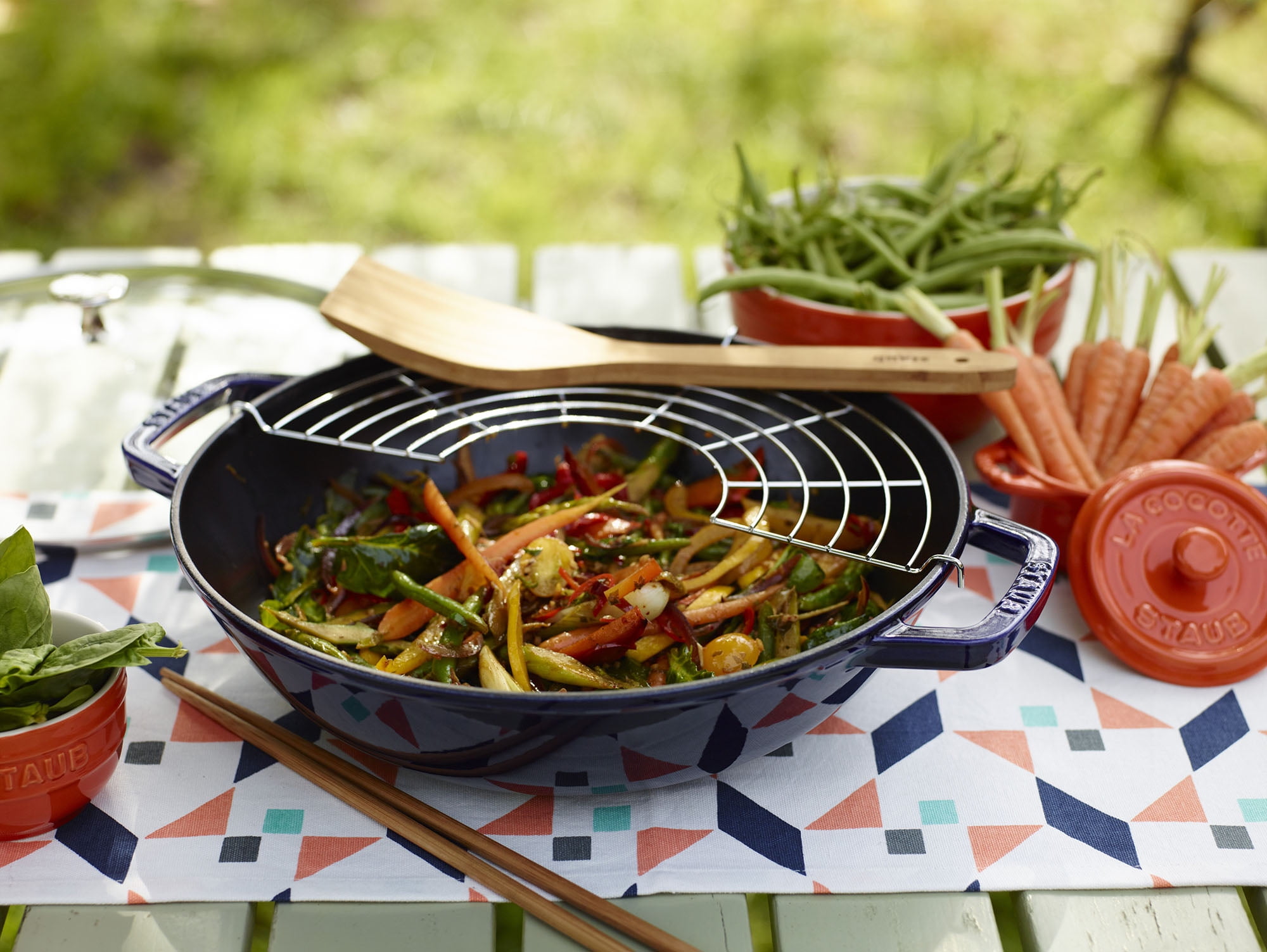 Staub Cast Iron 4.5 Quart Perfect Pan with Glass Lid - Cherry