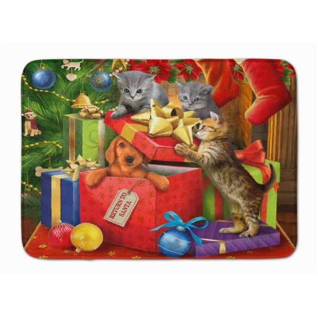 Carolines Treasures PTW2010RUG Kittens Return Puppy to Santa Claus Machine Washable Memory Foam Mat