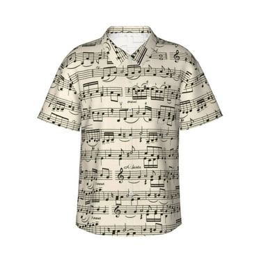 Sheet Music Men'S 3d Print Casual Button Down Shirts, Novelty Hawaiian Short Sleeves 3xl
