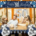 thumbnail image 3 of YANSION 50th Birthday Decorations, Navy Blue Silver 50th Happy Birthday Banner with Balloons, Men 50 Years Old Birthday Backdrop Yard Signs Fifty Birthday Decor Supplies, 3 of 7