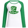 thumbnail image 4 of DPTALR Women's Spring Patchwork St. Patrick's Day Printed Long Sleeves Round Neck Casual Tee Tops Blouse, 4 of 6