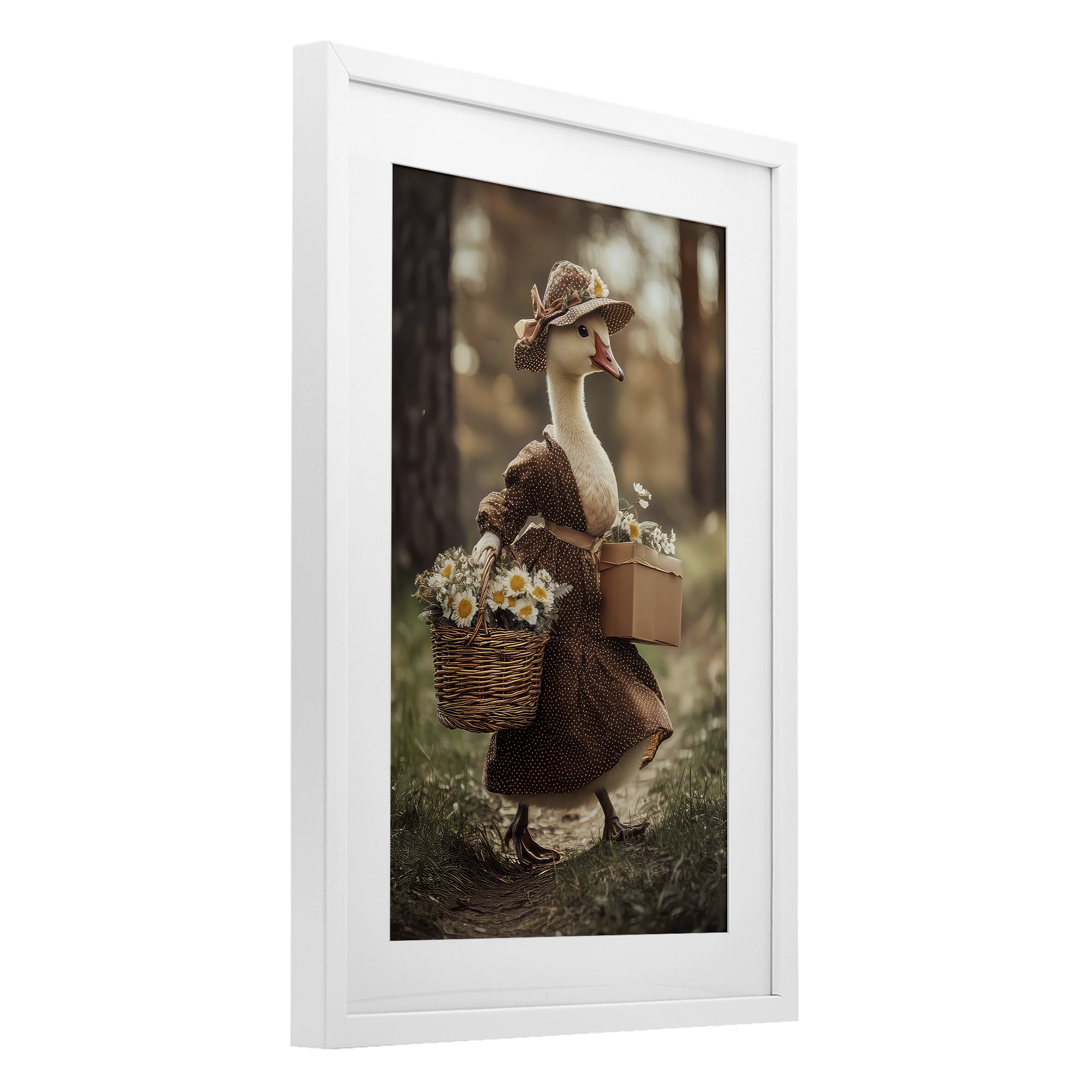 Stupell Industries Mother Goose with Flowers White Framed Print Under Glass, design by The Wands Want