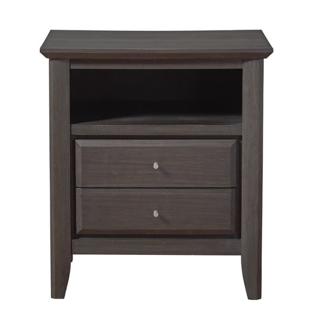 Modus City II Solid Wood 2 Drawer Nightstand in Basalt Gray
